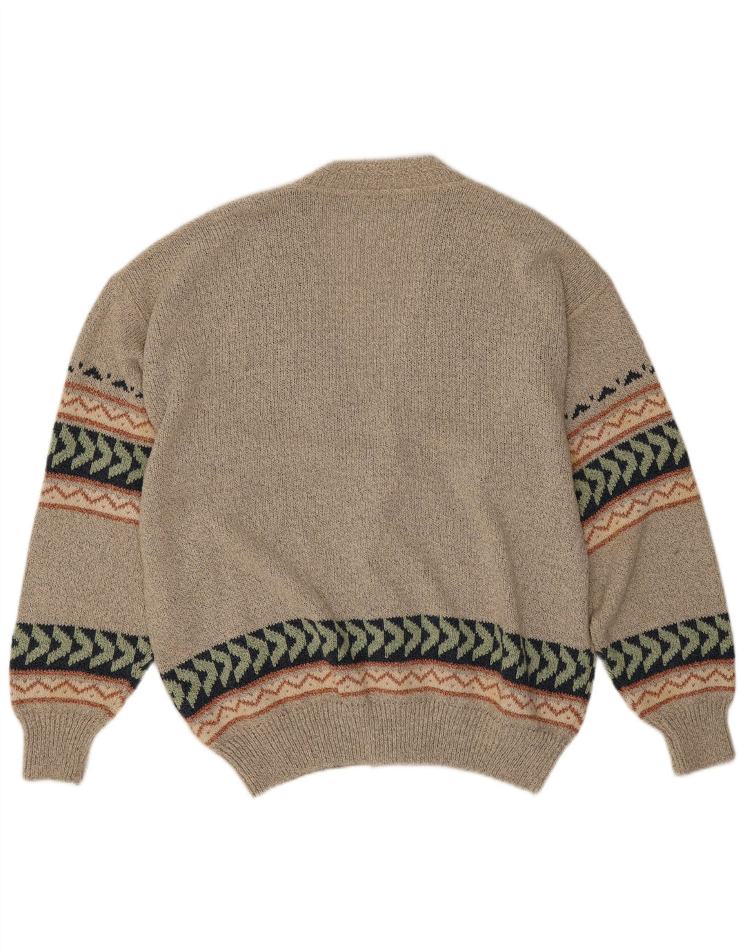 Vintage hombres Cardigan suéter IT 50 gris medio geométrico
