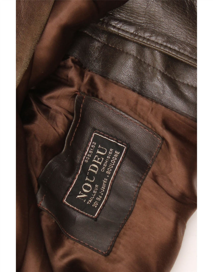 Chaqueta de cuero vintage para hombre Reino Unido 42 XL cuero marrón