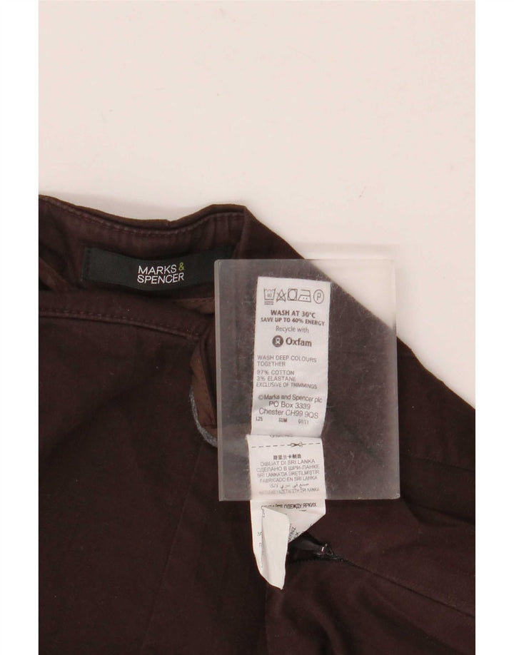 Marks & Spencer Pantalones Capri Rectos para Mujer UK 12 Medium W30 L22 Marrón