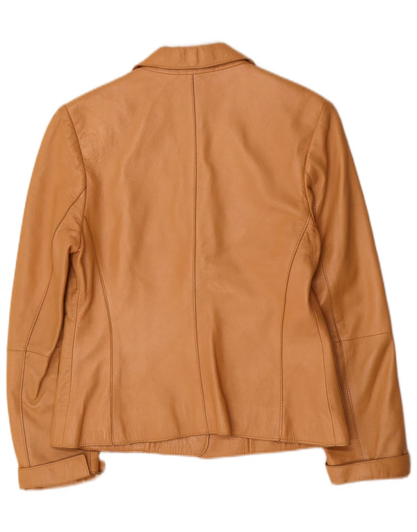 Jake's Chaqueta Blazer de Cuero con 2 Botones para Mujer UK 10 Small Beige Leather