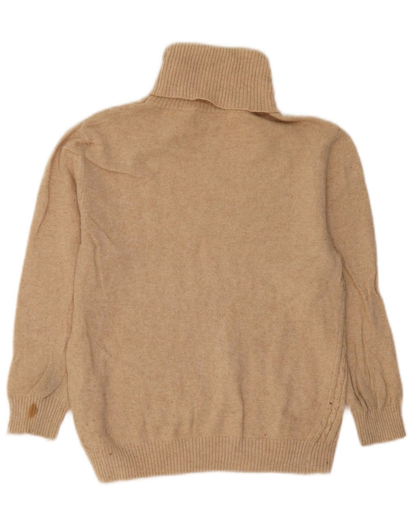 Zara Mujer Crop Roll Neck Jumper Sweater UK 12 Medio Beige Algodón