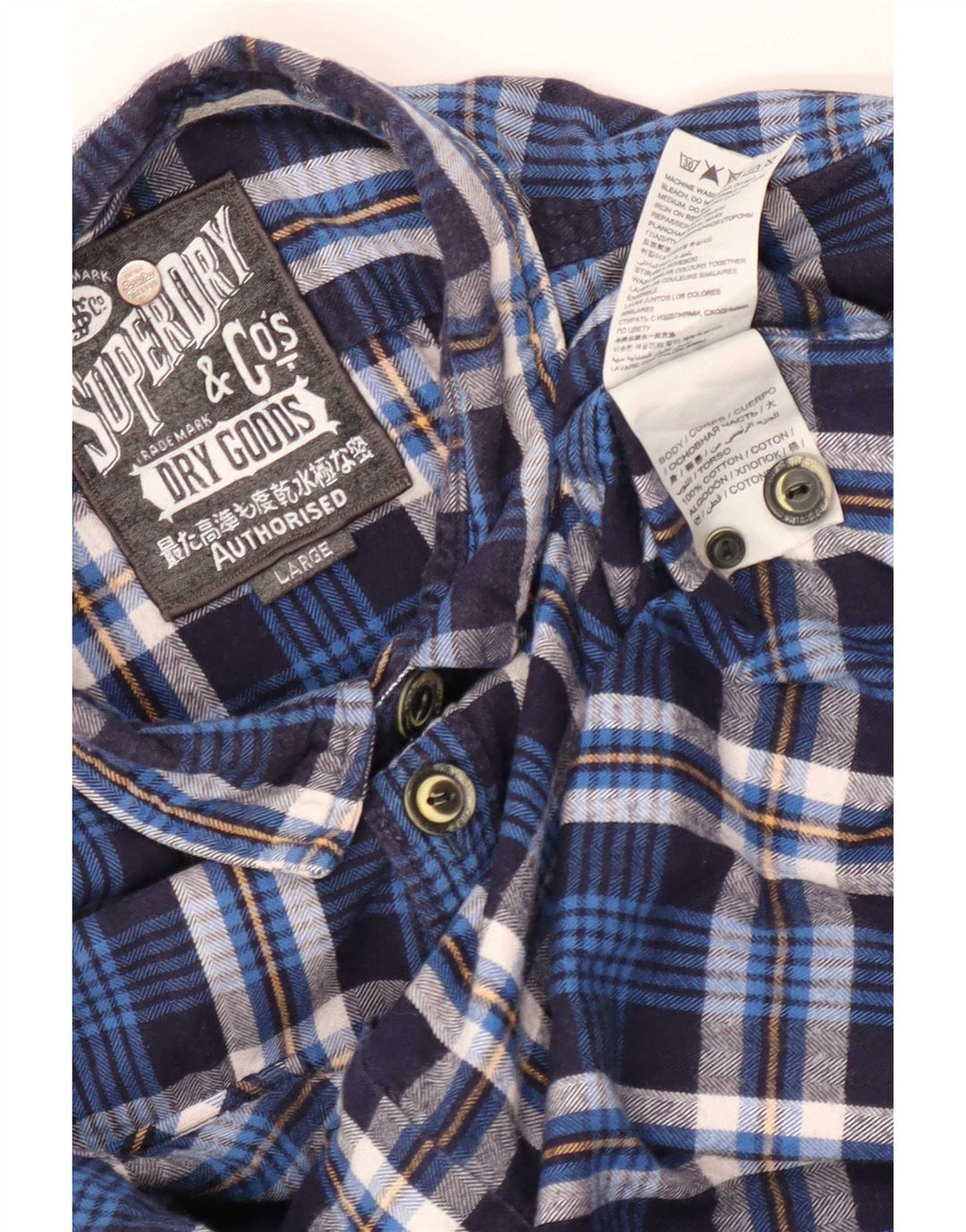 Superdry Camisa De Franela De Algodón A Cuadros Azul Marino Grande