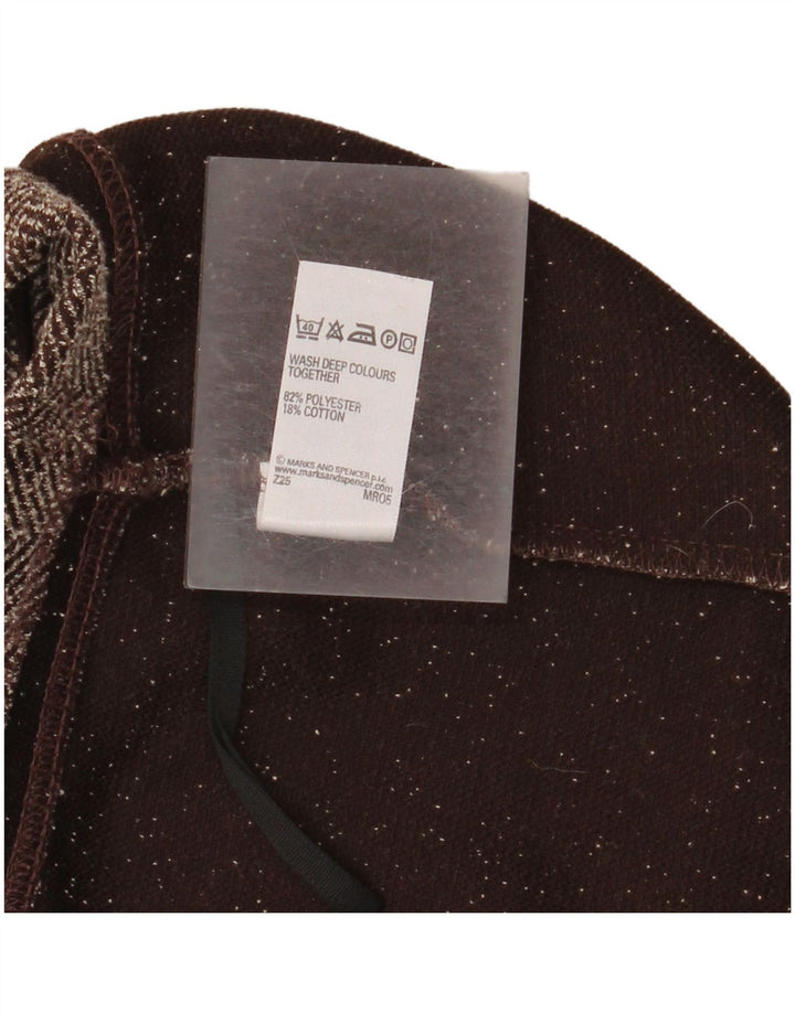 Marks & Spencer Falda midi para mujer UK 18 XL W36 Poliéster en espiga marrón