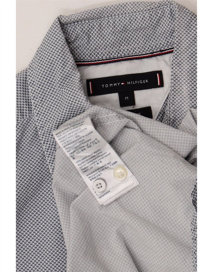 TOMMY HILFIGER Mens Regular Fit Shirt Medium Blue Spotted Cotton