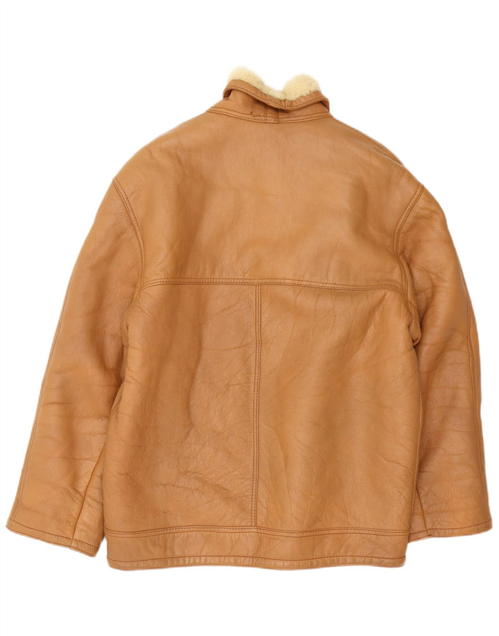 Vintage hombres shearling chaqueta Reino Unido 40 marrón grande