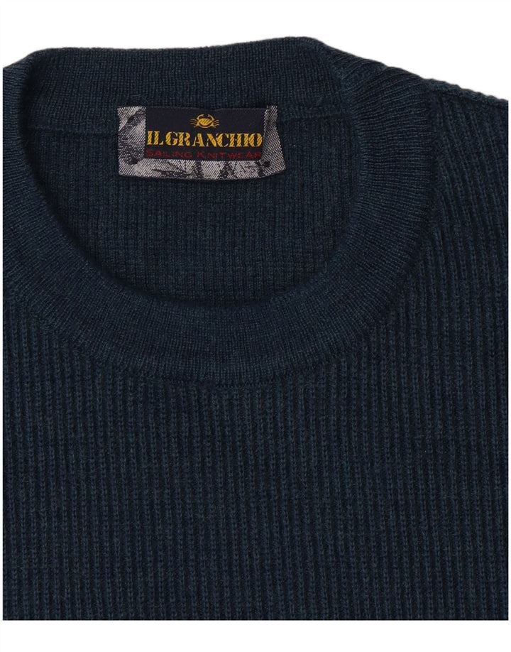 Il Granchio - Jersey de cuello redondo para hombre, talla grande, azul marino