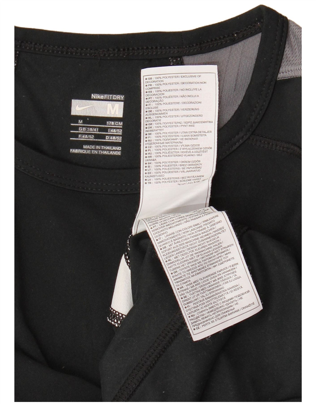 Camiseta NIKE Fit Dry para hombre UK 39/41 Medium Negro Colorblock Poliéster