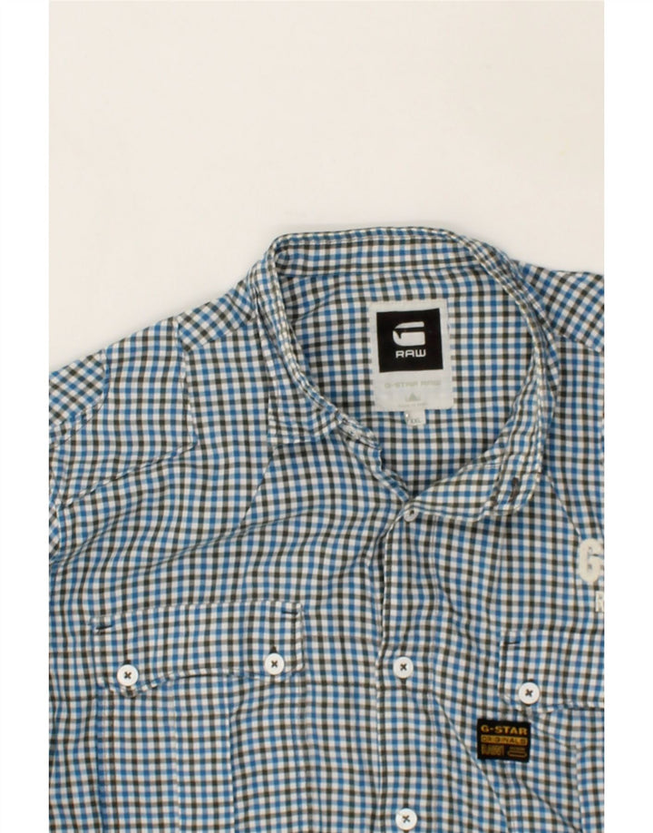 G-STAR Camisa para hombre 2XL Algodón a cuadros azules