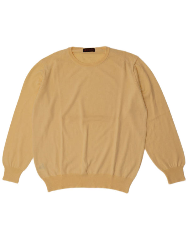Il Granchio Jersey De Cuello Redondo Para Hombre Large Lana Virgen Amarilla