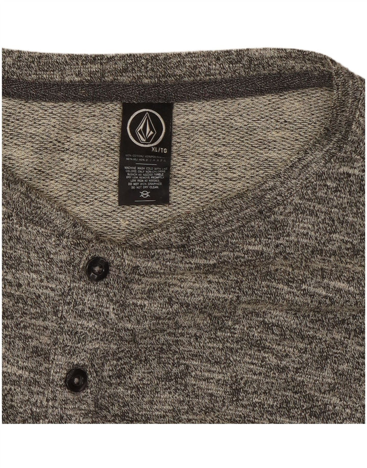 Camiseta Volcom de manga larga para hombre XL de algodón moteado gris