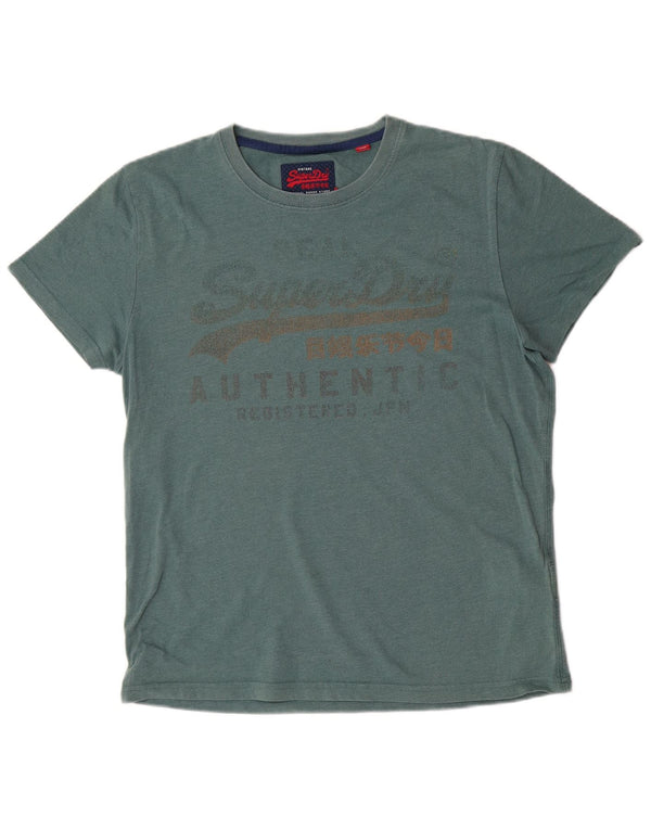 Superdry Mujer Camiseta Gráfica Top UK 40 XL Algodón Verde