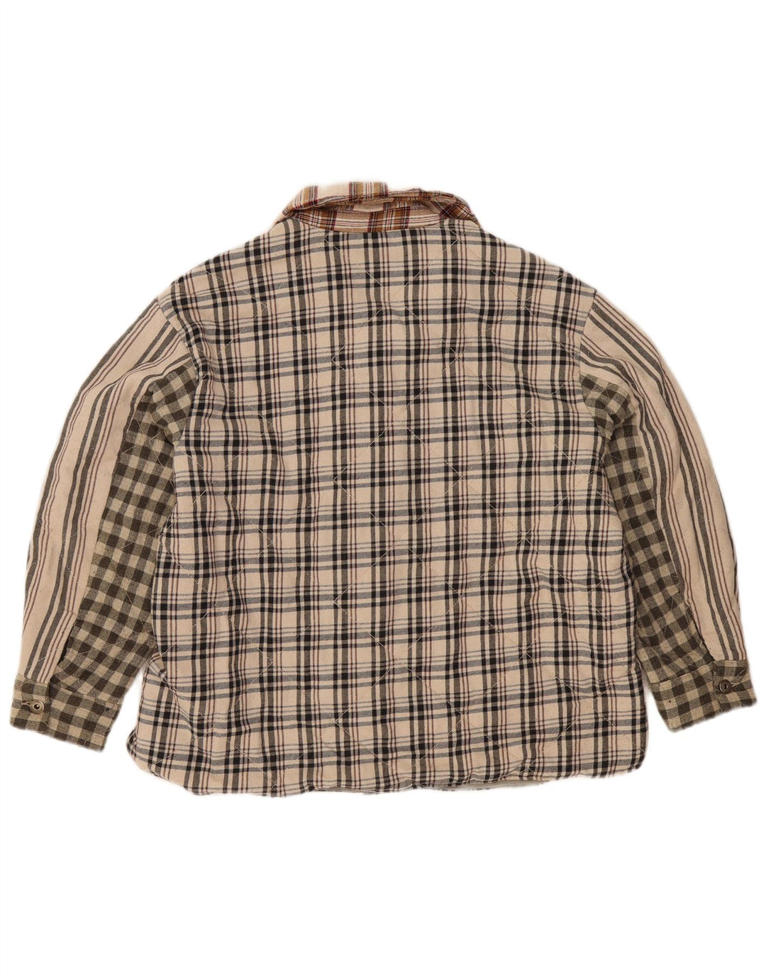 Zara Mujer Camisa De Franela Lumberjack UK 46 Grande Beige Patchwork Poliéster