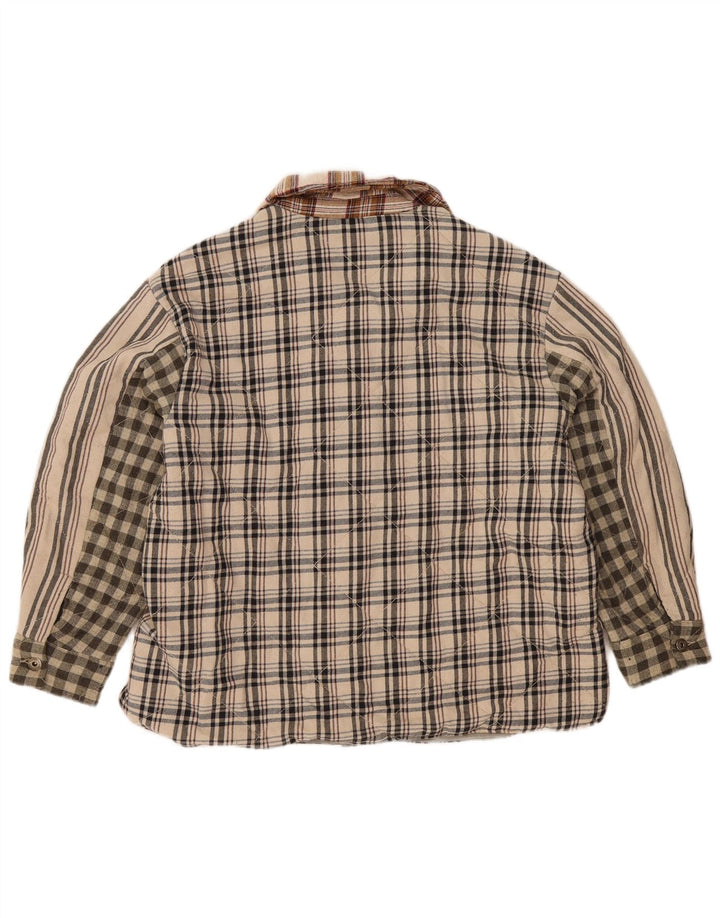 Zara Mujer Camisa De Franela Lumberjack UK 46 Grande Beige Patchwork Poliéster