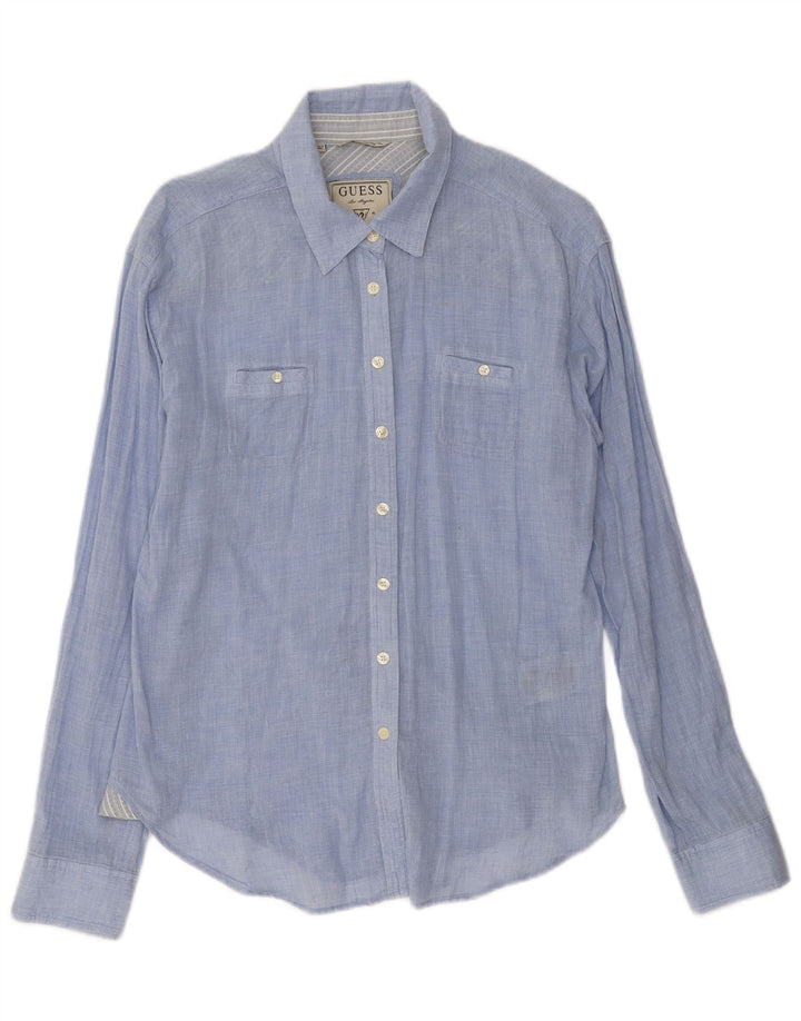 Camisa Guess Mujer UK 44 Algodón Azul Medio