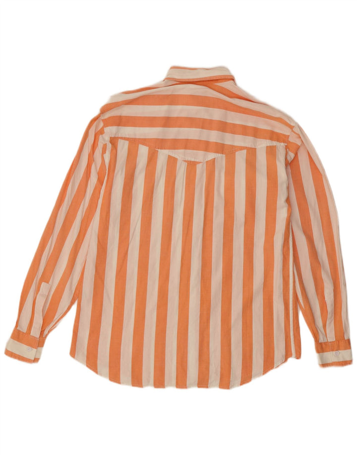 Camisa vintage para hombre pequeña naranja a rayas