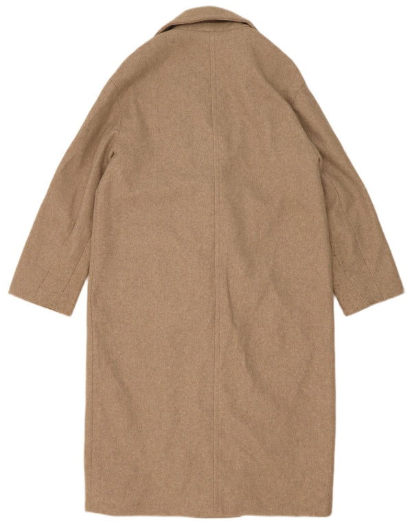 Zara Mujer Abrigo Extragrande De Doble Botonadura UK 6 XS Poliéster Beige