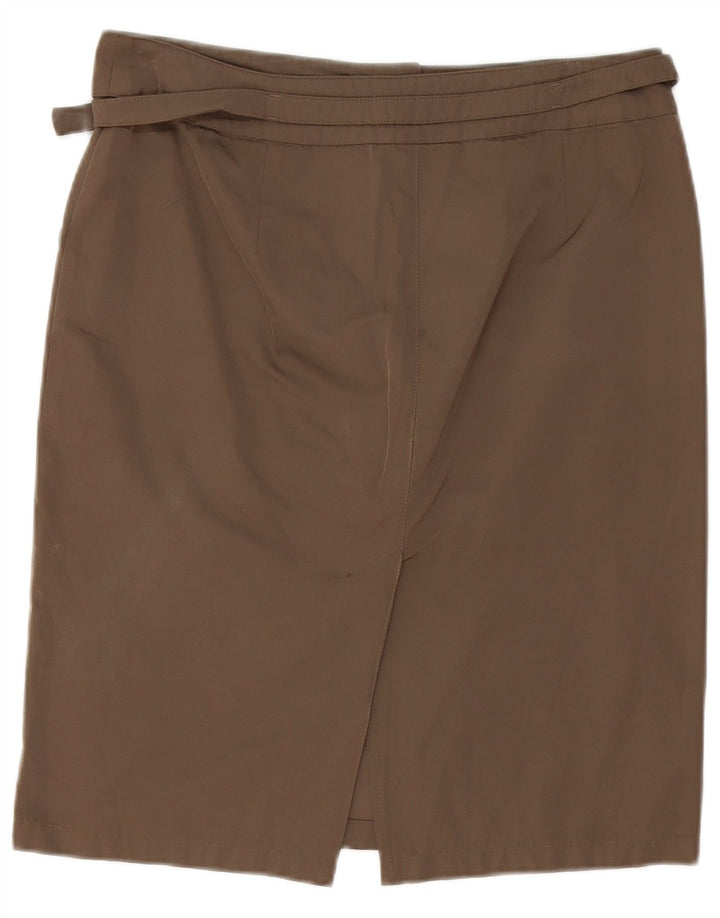 Max Mara Falda recta para mujer UK 12 Medium W34 Marrón Poliéster