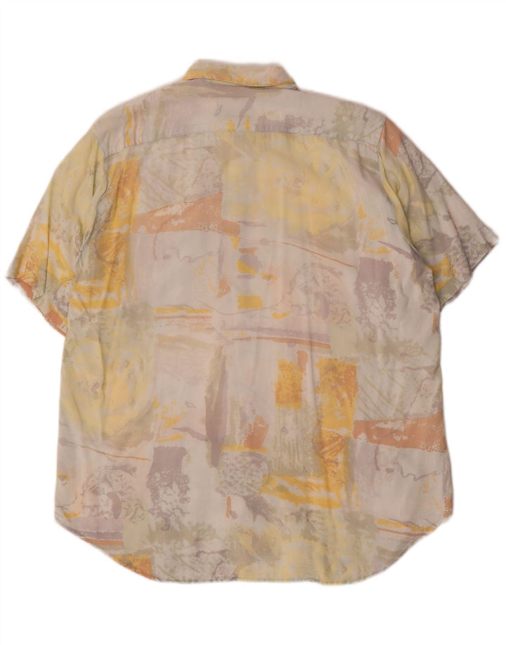 Vintage hombres patrón abstracto camisa de manga corta grande multicolor