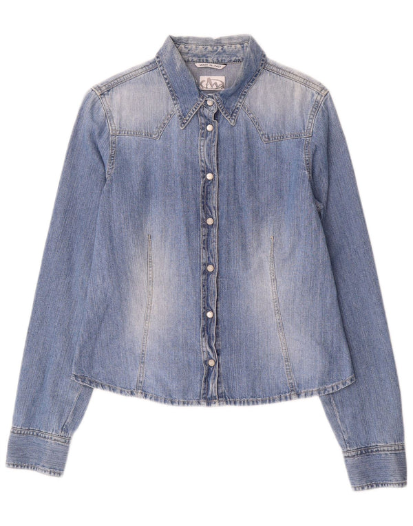 Camisa vaquera Marella con lavado ácido para mujer UK 44 Large Blue