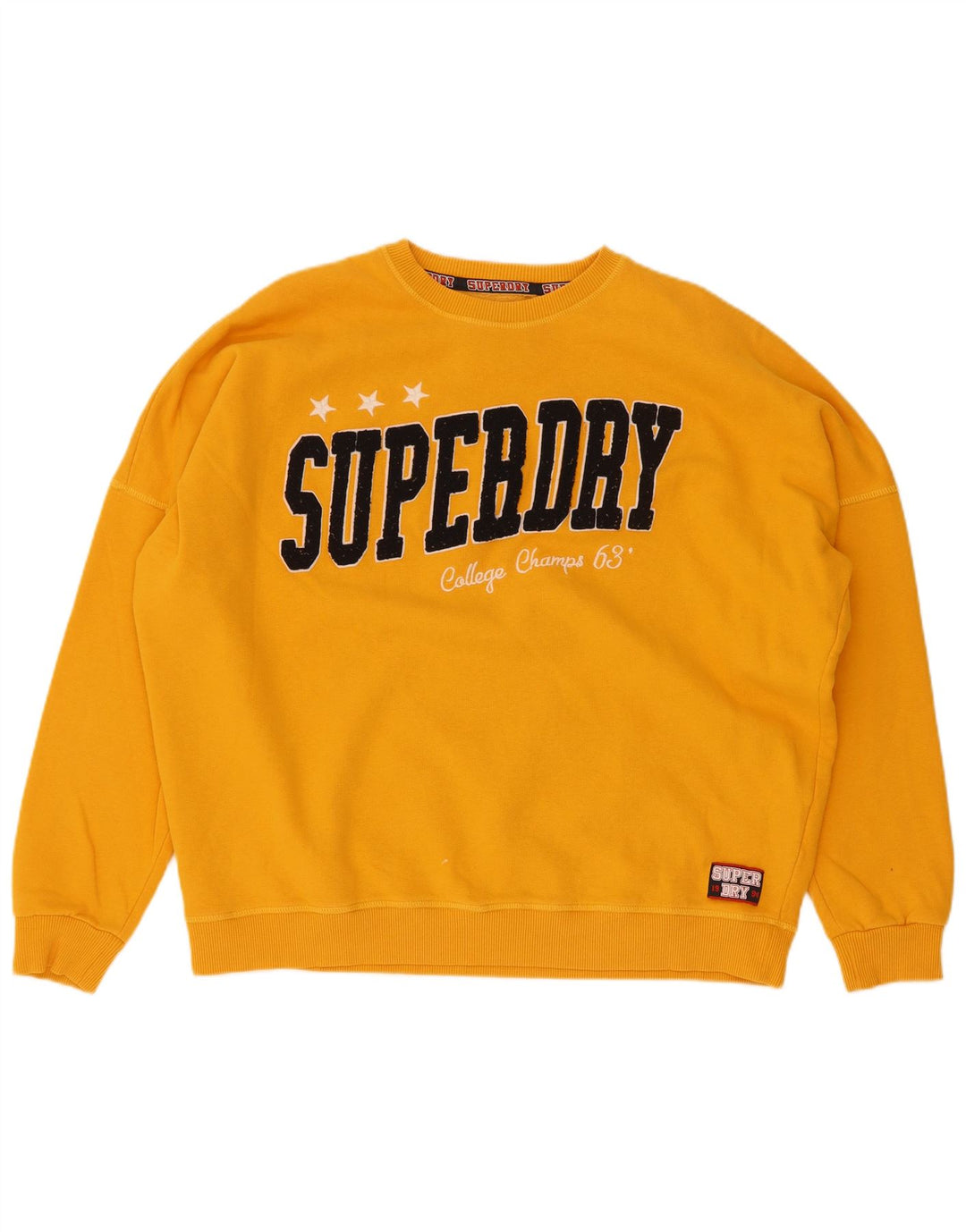 Superdry Sudadera con gráfico extragrande para mujer, talla 40, color amarillo mediano
