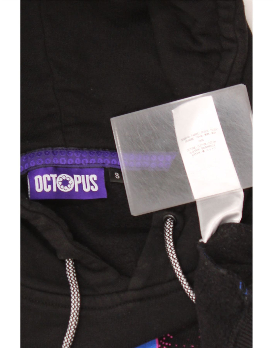 OCTOPUS Hombre Sudadera con capucha gráfica Jersey Pequeño Negro Colorblock Algodón