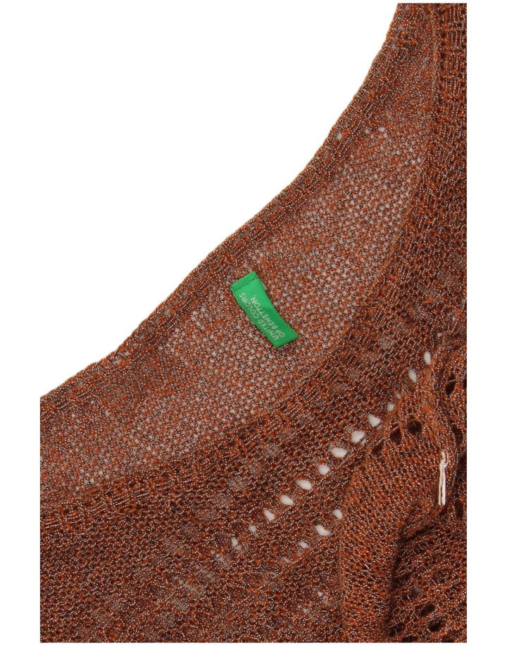 Benetton Blusa Corta De Punto Mujer UK 42 Marrón Medio