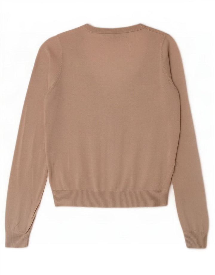 Zara Mujer Cárdigan Suéter UK 12 Algodón Beige Medio
