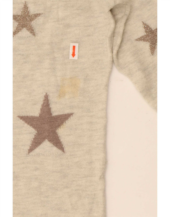 Fat Face Mujer Patrón Abstracto Cuello Barco Jersey Suéter UK 10 Small Gris