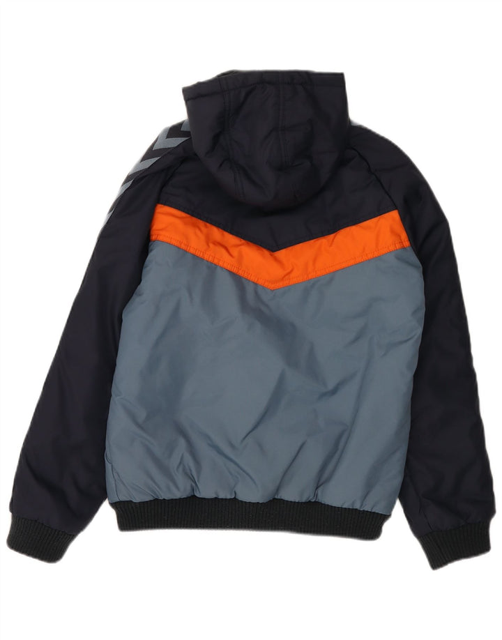 HUMMEL Chaqueta acolchada con capucha y gráfico para niños 11-12 años Azul marino Colorblock