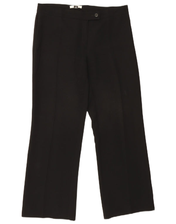 Marella Pantalones de traje rectos para mujer UK 40 Large W32 L28 Triacetato negro