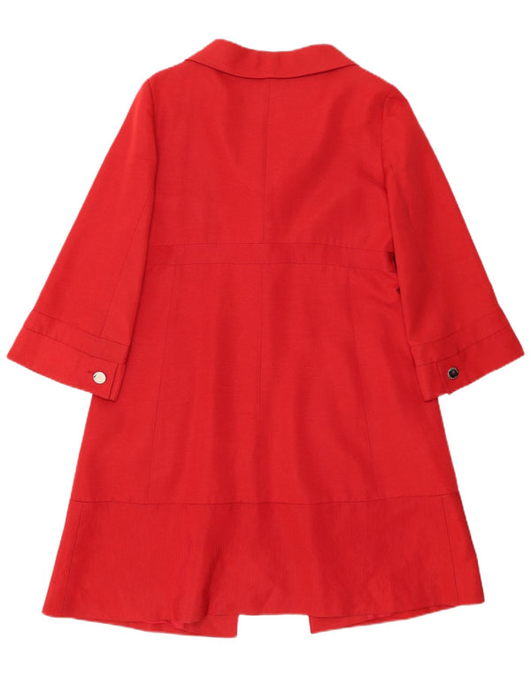 KAREN MILLEN Womens 3/4 Sleeve Overcoat UK 10 Small Red Cotton