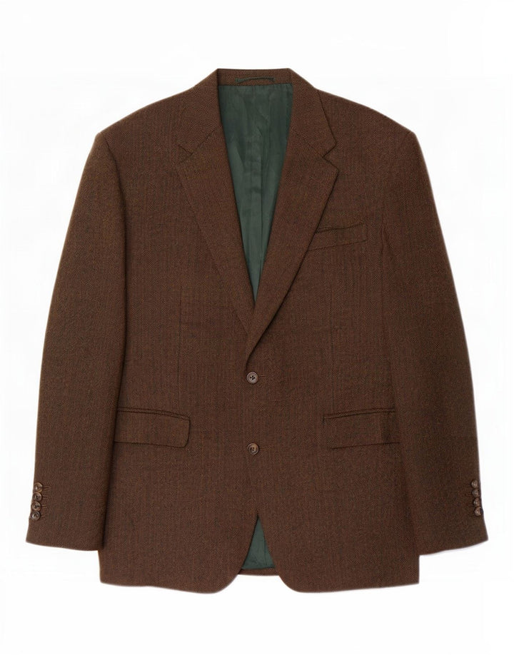Marks & Spencer Chaqueta tipo blazer de 2 botones para hombre UK 46 XL Lana en espiga marrón