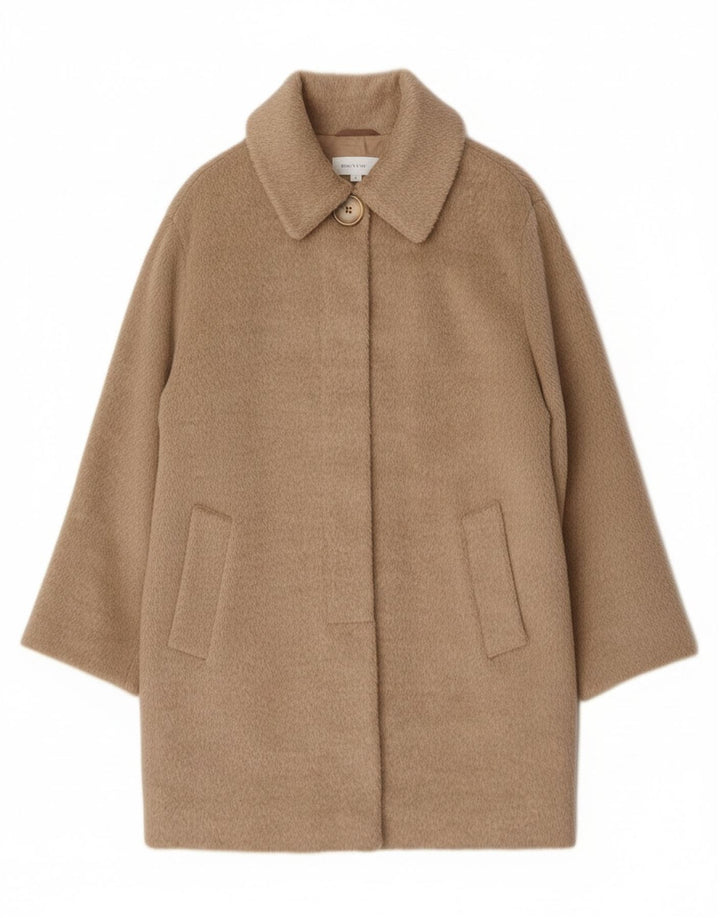 Vintage mujer abrigo de gran tamaño Reino Unido 12 lana beige media