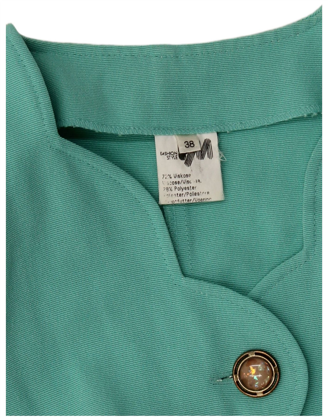 VINTAGE Chaqueta Blazer de 5 Botones para Mujer EU 38 Viscosa Turquesa Mediana