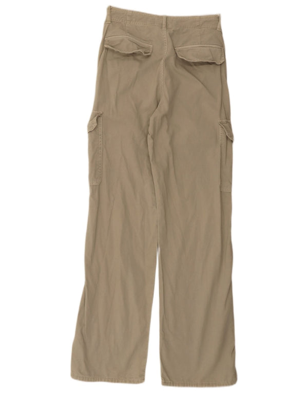 Zara Mujer Pantalones Cargo Holgados De Cintura Alta EU 34 2XS W24 L32 Caqui