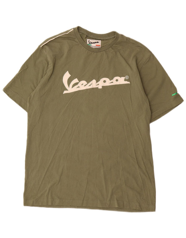 Vespa Camiseta gráfica para hombre Top 2XL Algodón caqui