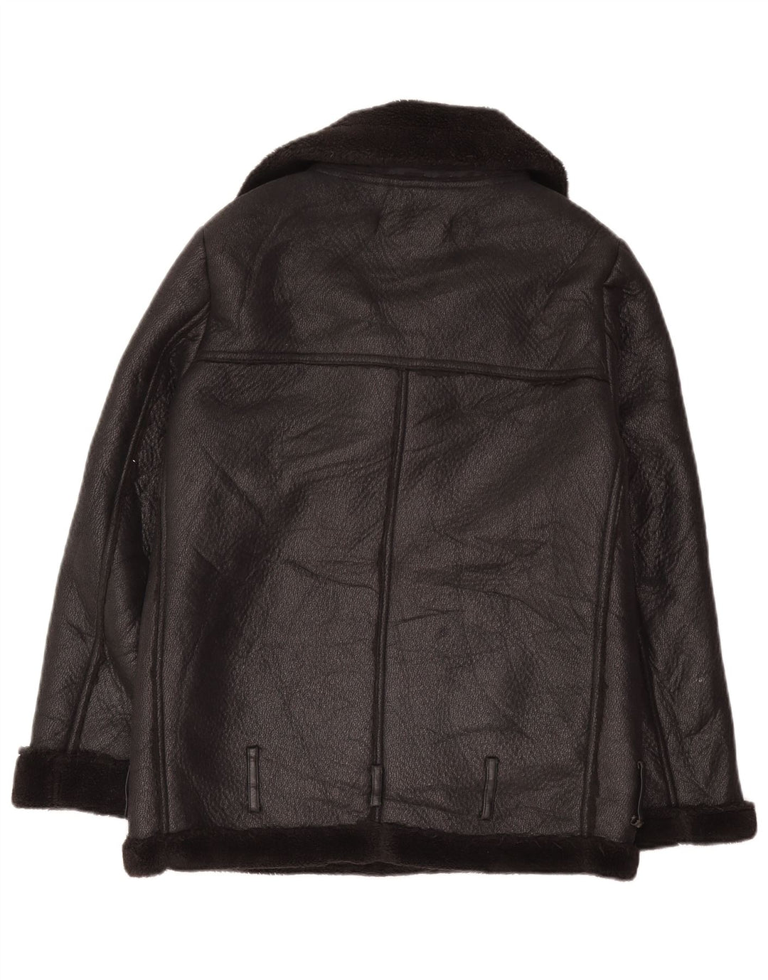 Zara Mujer Chaqueta Sherpa Extragrande UK 6 XS Poliéster Negro