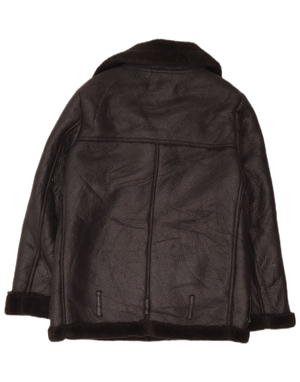 Zara Mujer Chaqueta Sherpa Extragrande UK 6 XS Poliéster Negro