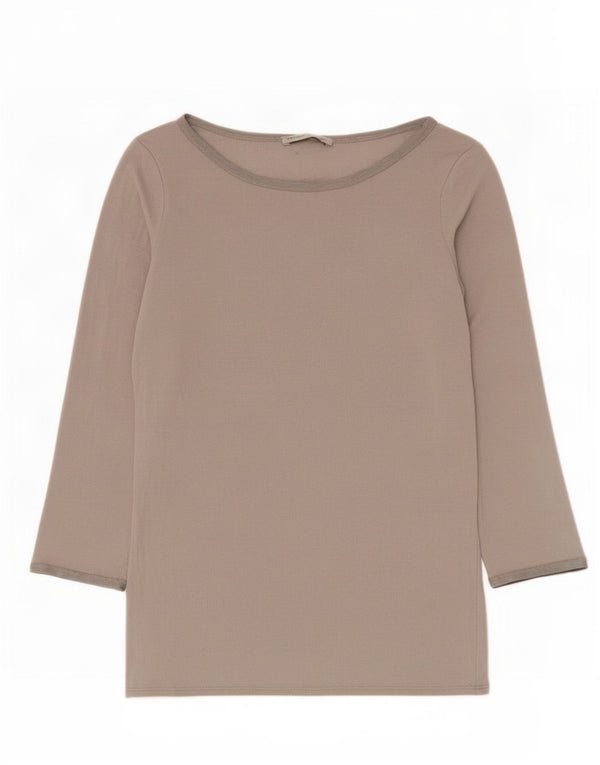 Zara Mujer Top Manga 3/4 UK 42 Gris Medio