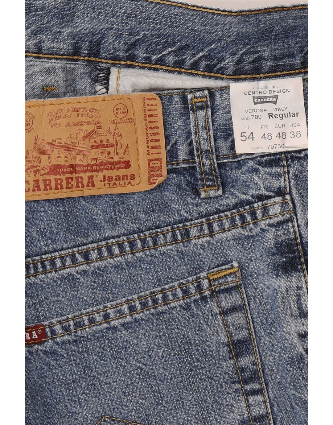 Carrera Mens 700 Jeans Rectos Regulares W38 L28 Algodón Azul