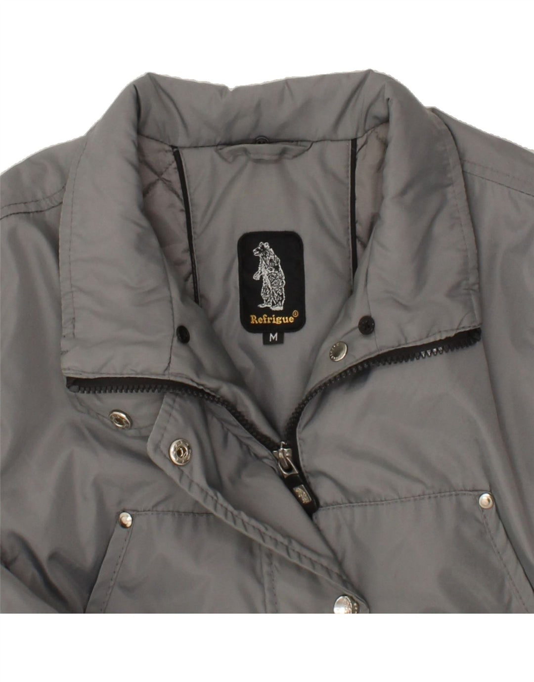 REFRIGUE Womens Windbreaker Coat UK 14 Medium Grey Nylon Vintage Refrigue and Second-Hand Refrigue from Messina Hembry 