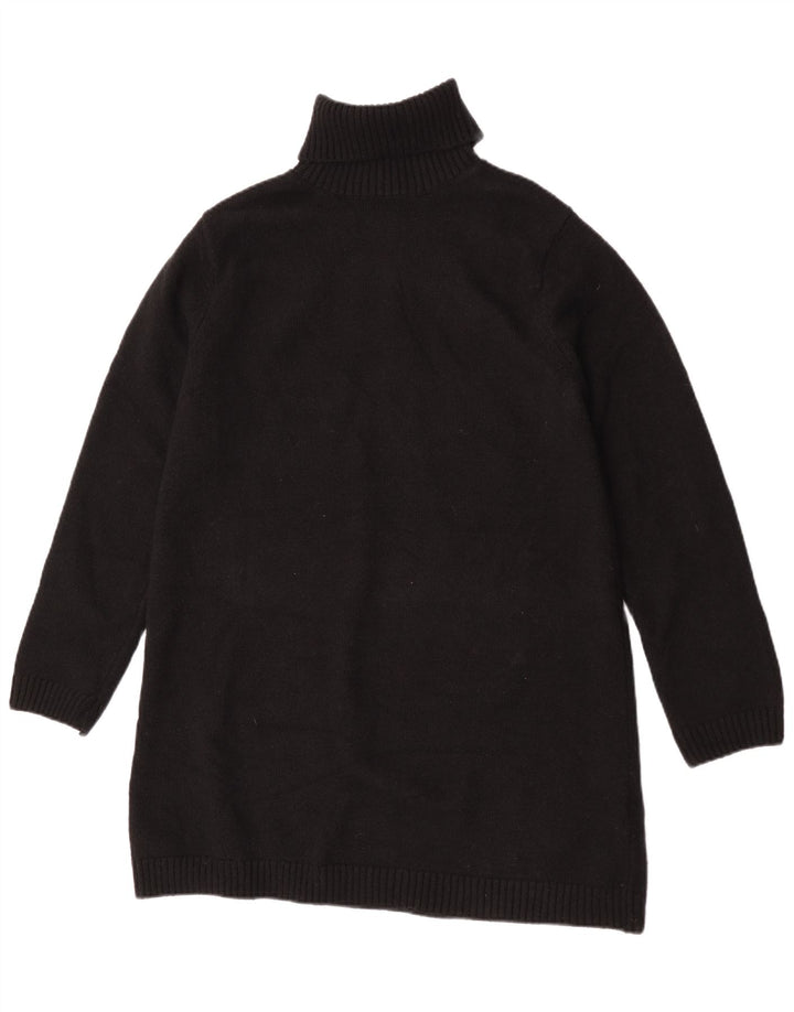 Zara Jersey Largo con Cuello Redondo para Mujer UK 44 Mediano Poliéster Negro