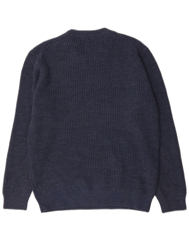 Zara Hombre Jersey De Cuello Redondo Jersey Grande Acrílico Azul