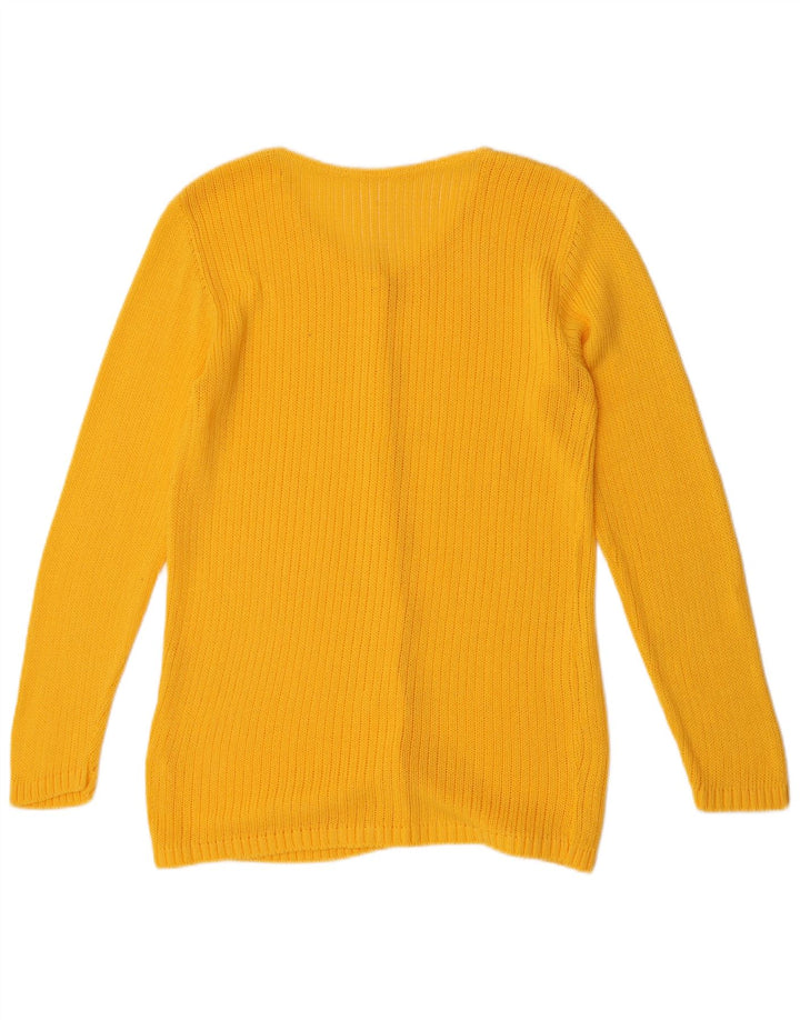 VINTAGE Suéter Cárdigan para Mujer Reino Unido 14 Amarillo Medio