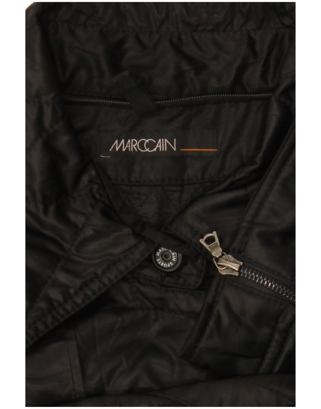 MARC CAIN Chaqueta motera acolchada para mujer UK 12 Medium Black