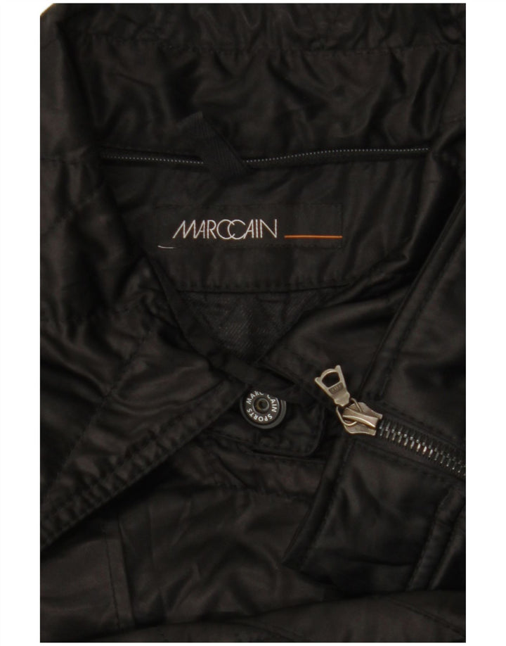 MARC CAIN Chaqueta motera acolchada para mujer UK 12 Medium Black