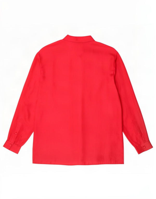 Vintage mujer camisa de gran tamaño blusa Reino Unido 10 pequeña seda roja