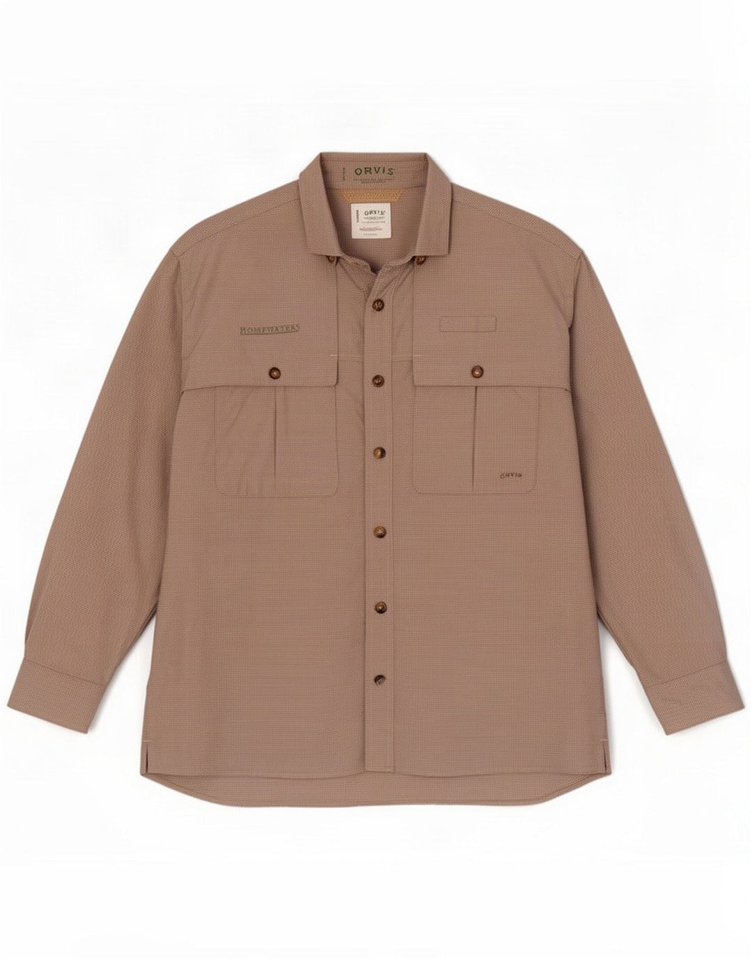 Camisa de viaje para hombre Orvis Poliéster a cuadros beige grande