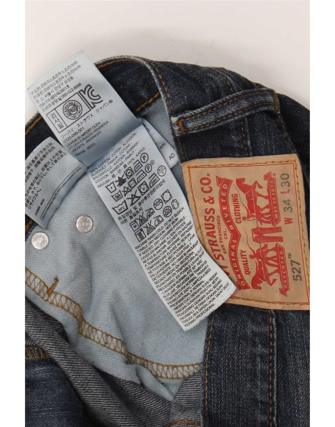 Levi's Hombre 527 Vaqueros Bootcut W34 L30 Algodón Azul Marino