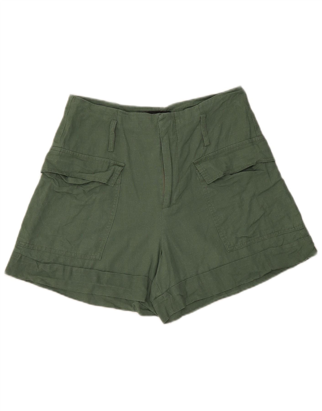 Zara Mujer Shorts Cargo Small W26 Lino Verde